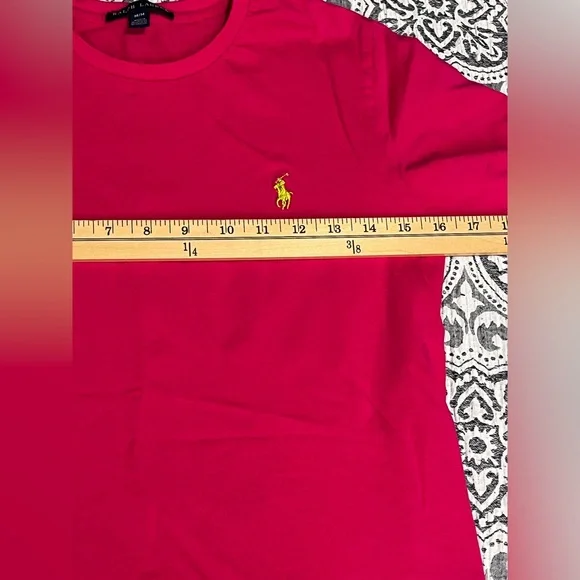 Ralph Lauren Bright Pink Cotton Tee with Logo Medium - Picture 5 of 8